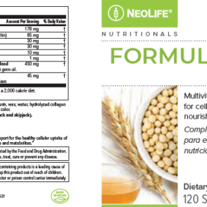 Etiqueta Neolife Formula IV