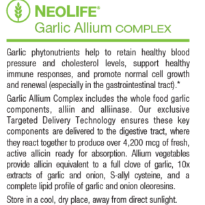 Etiqueta Neolife Garlic Allium