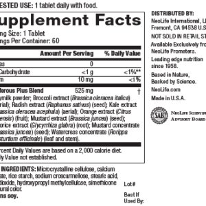Ingredientes Neolife Cruciferous Plus