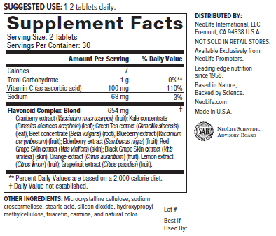 Ingredientes Neolife Flavonoid Complex