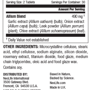 Ingredientes Neolife Garlic Allium