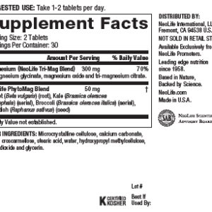 Ingredientes Neolife Magnesium Complex